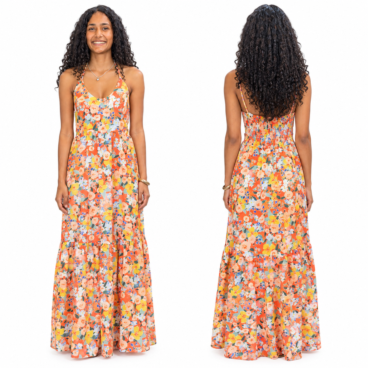 Floral Halter Maxi Dress