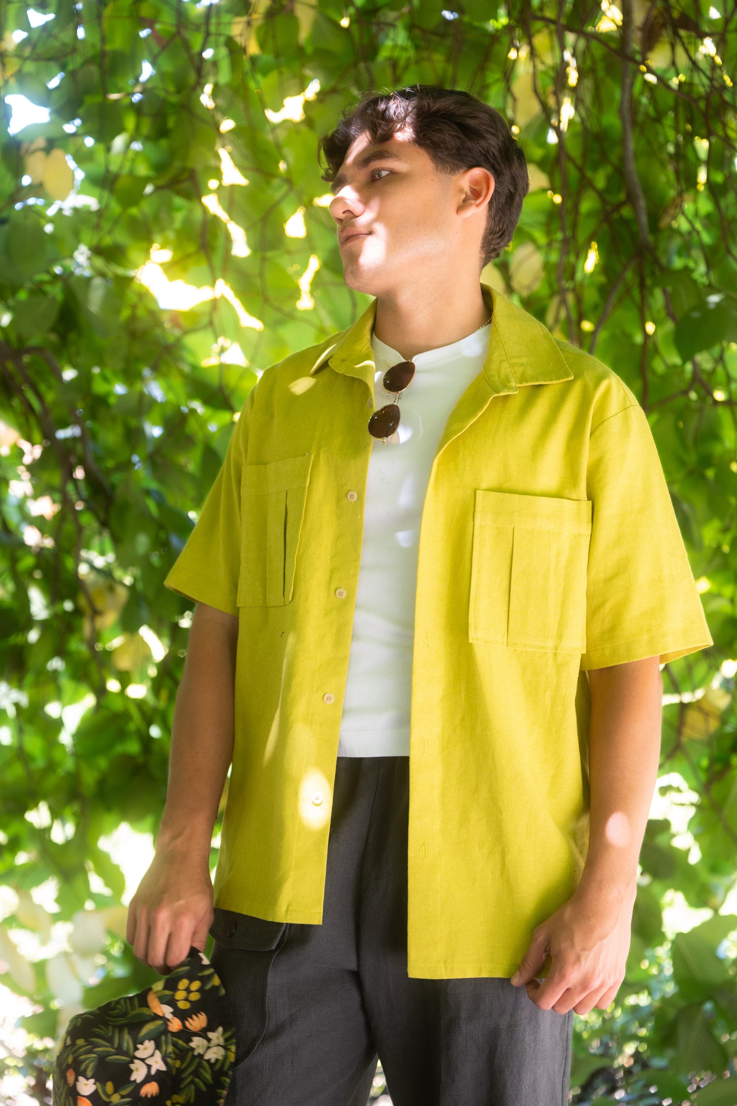 Lime Classic Fit Linen Shirt