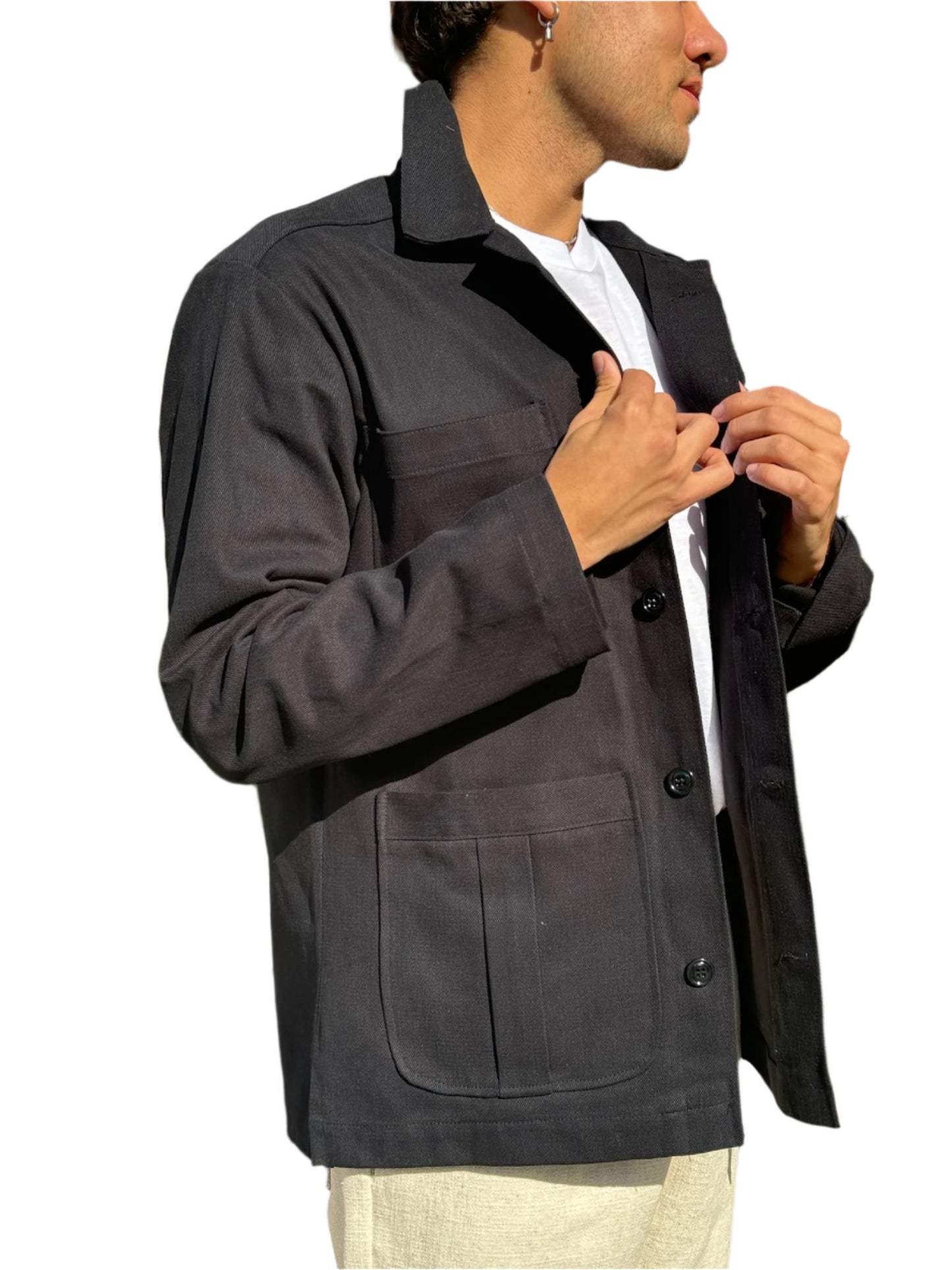 The Classic - Plain Black Chore Jacket | Minimalist & Versatile Outerwear