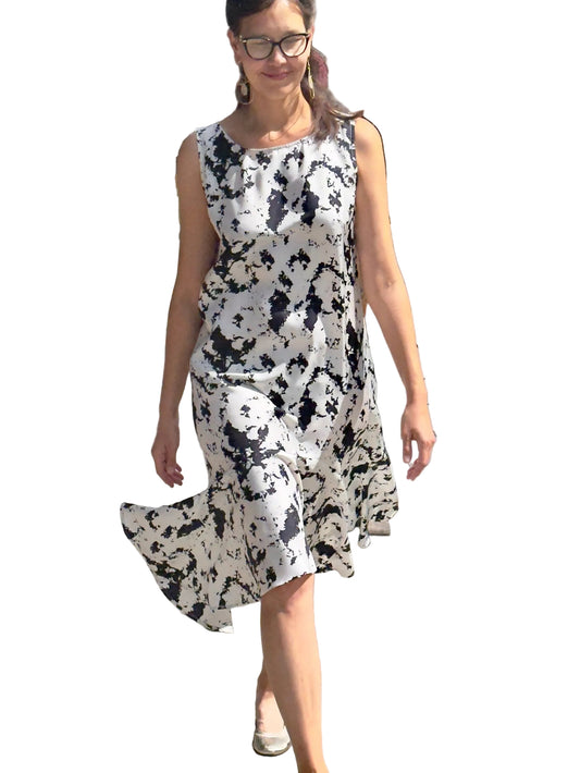 Black and White Silk Dress