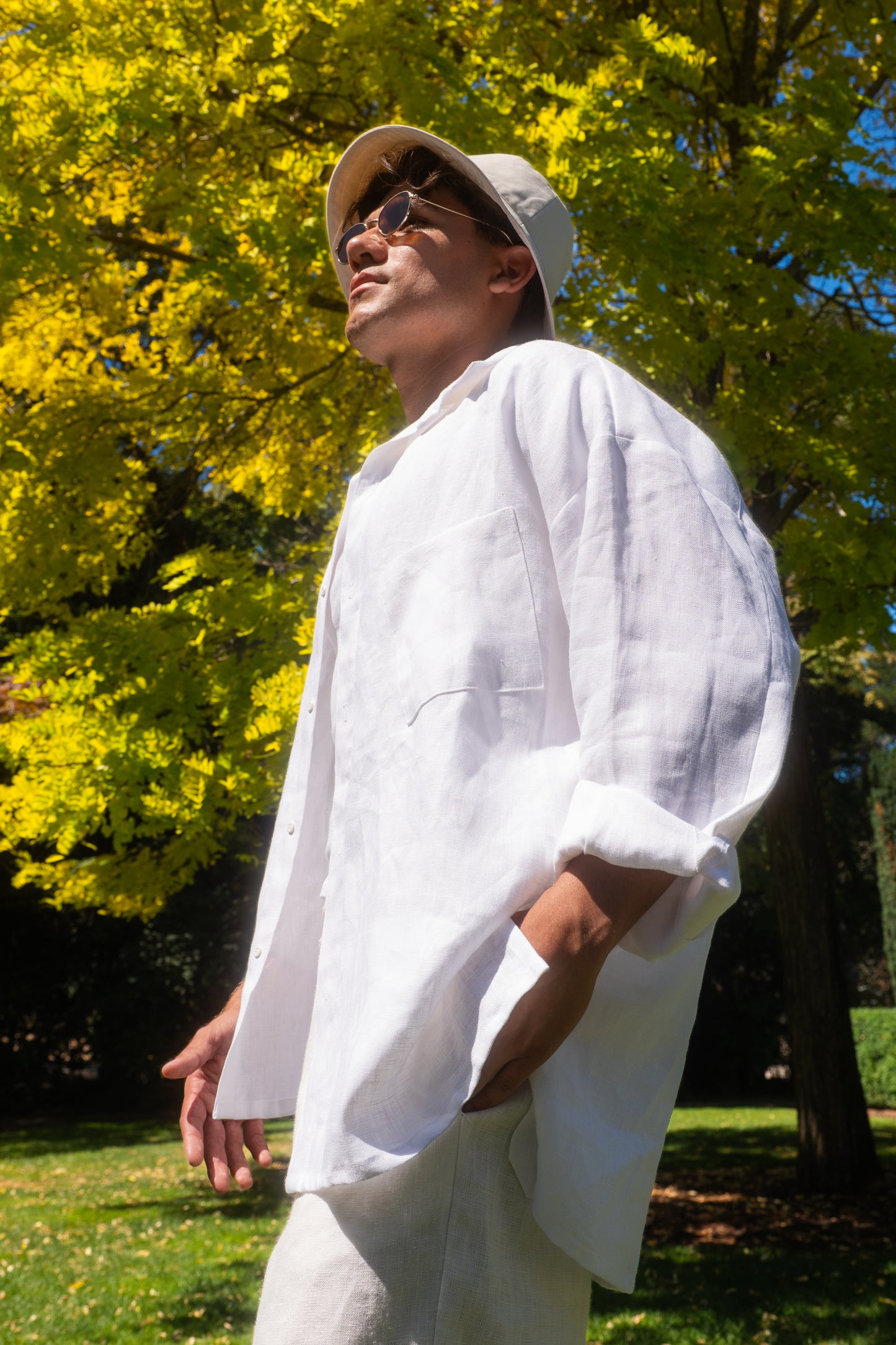 Oversized One Pocket Linen Shirt