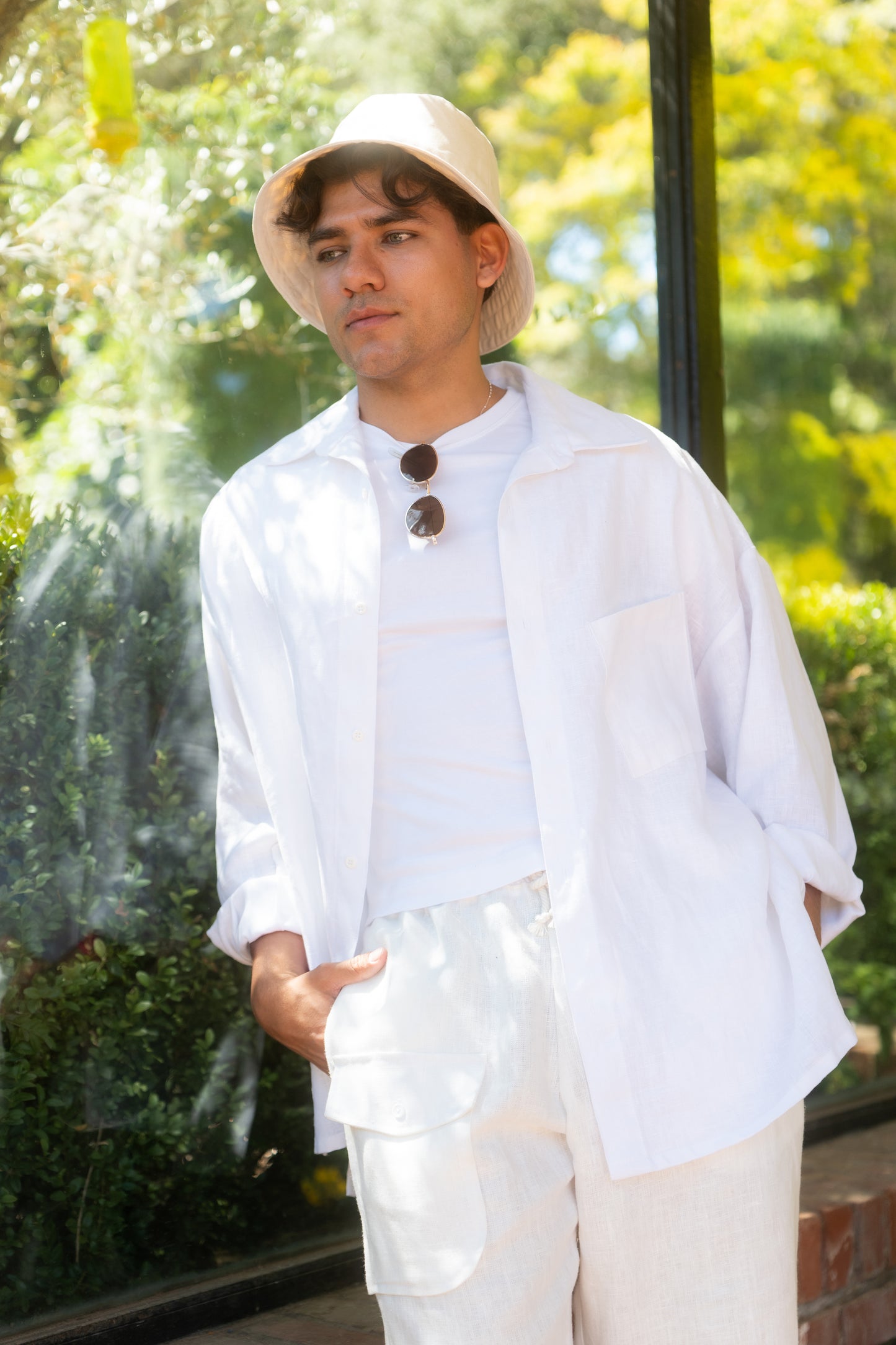 Oversized One Pocket Linen Shirt