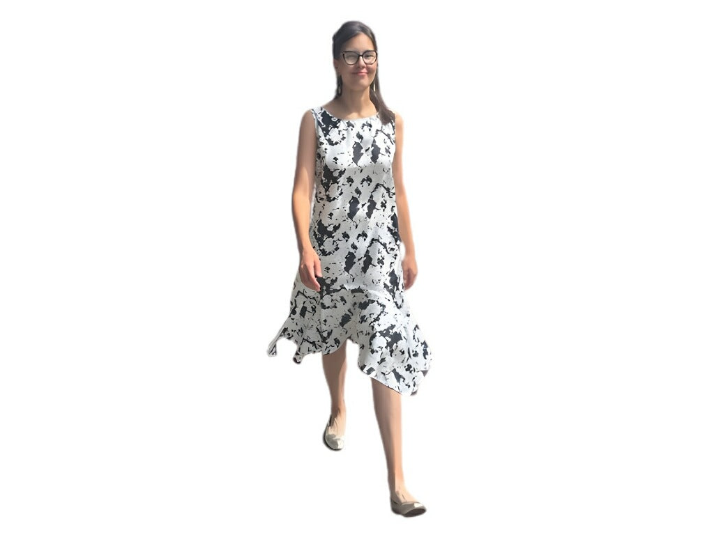 Black and White Silk Dress